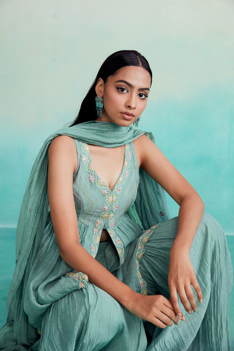 Aquamarine Kurta Sharara Set