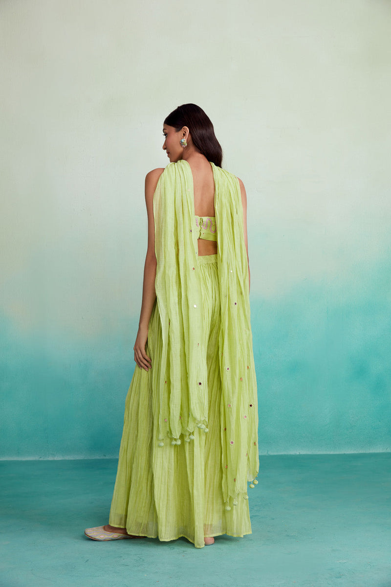 Micropleated Sharara Pants