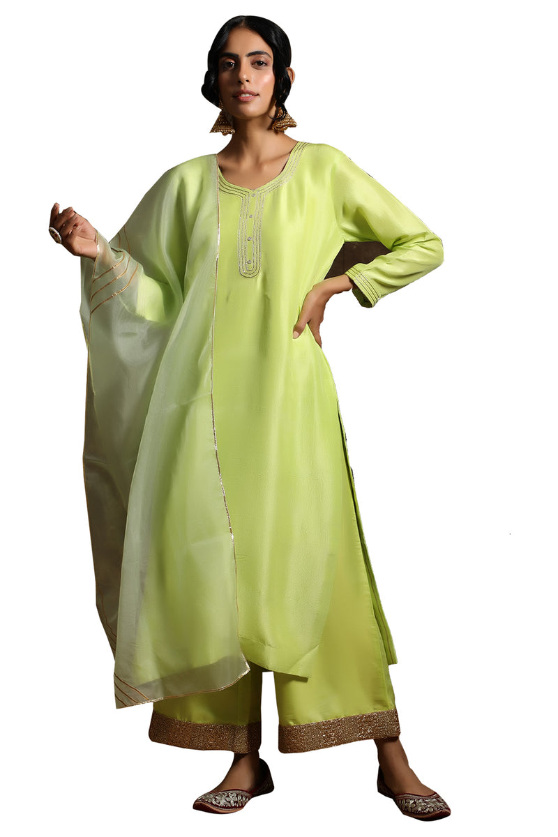 Mithu Kurta With Jama And Organza Odhni