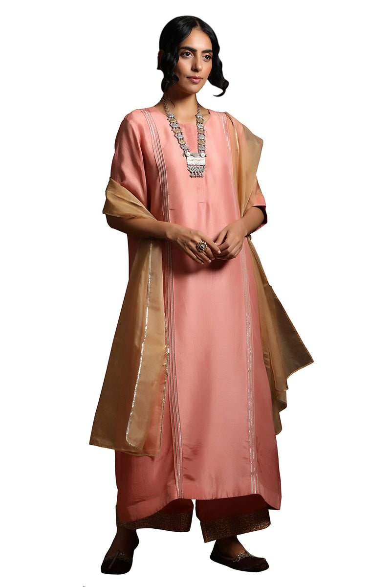 Naksh A- Line Kurta With Jama And Organza Odhni