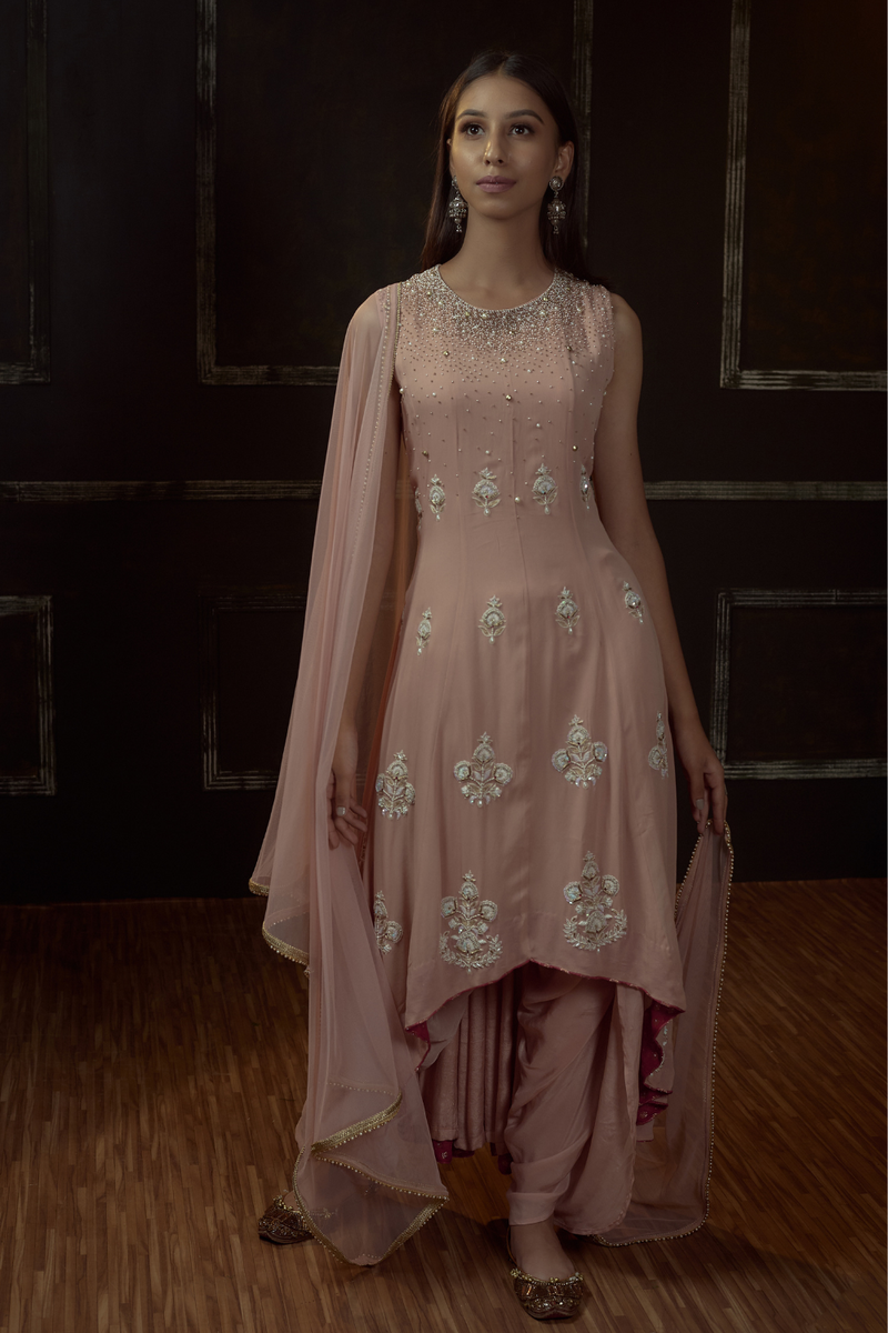 Blush Pink Asymmetric Anarkali