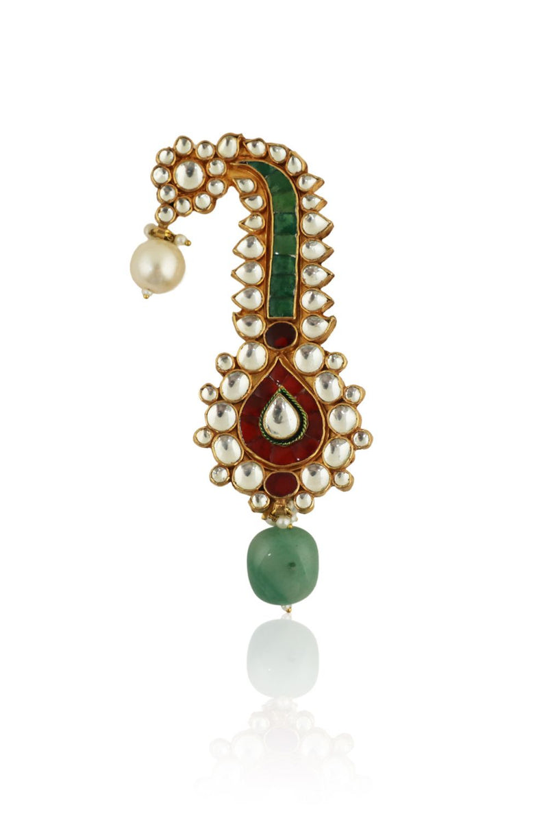 RED AND GREEN JADTAR STONES KILANGI WITH SEA GREEN DROP