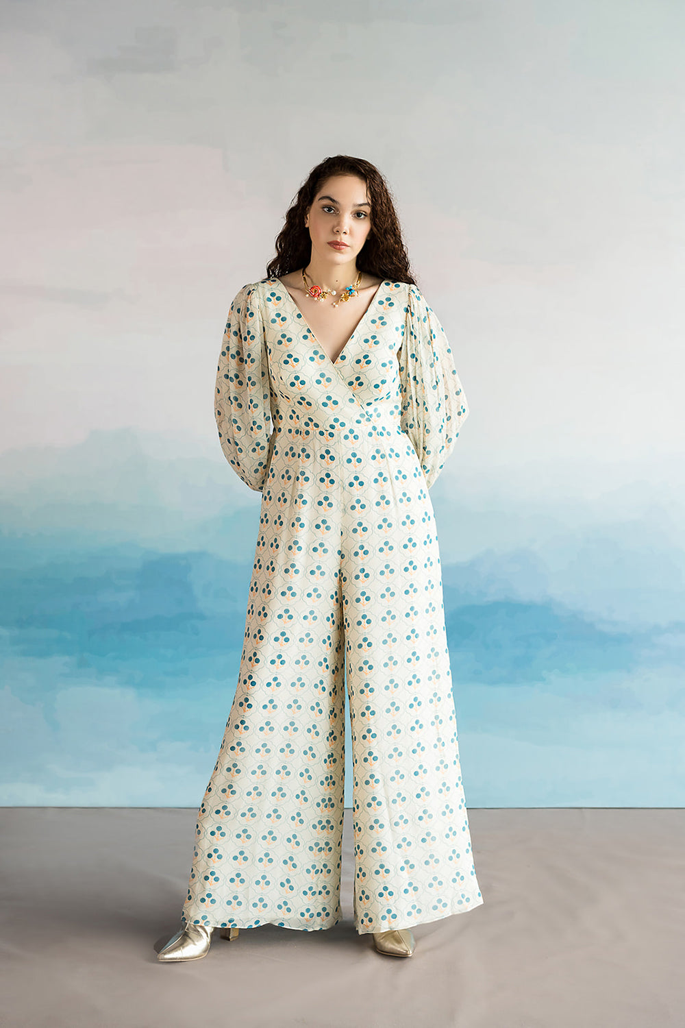 Jumpsuit dress with cutwork embroidery hotsell