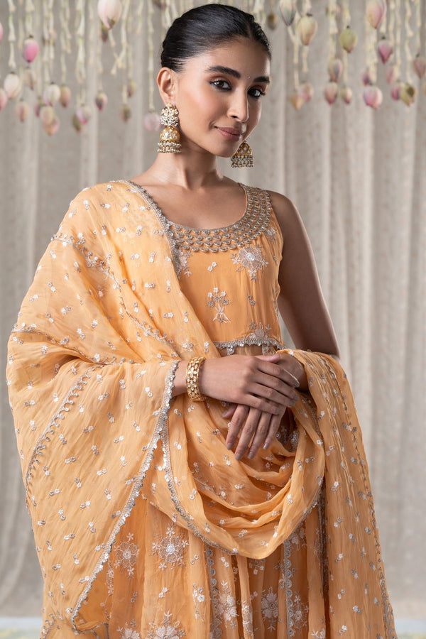 Kesariya Anarkali with Kesariya Pants