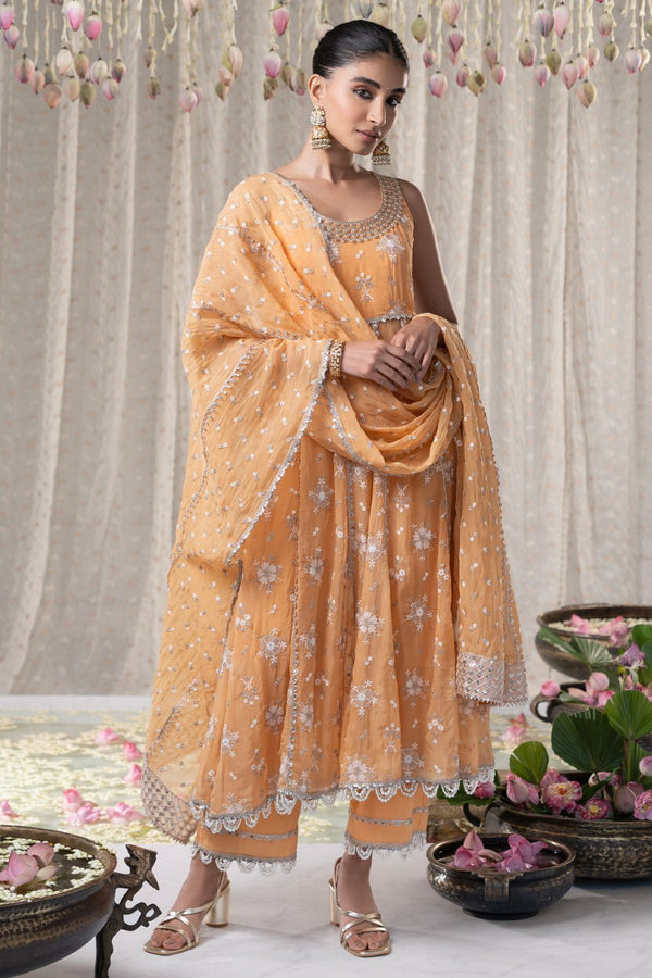 Kesariya Anarkali with Kesariya Pants