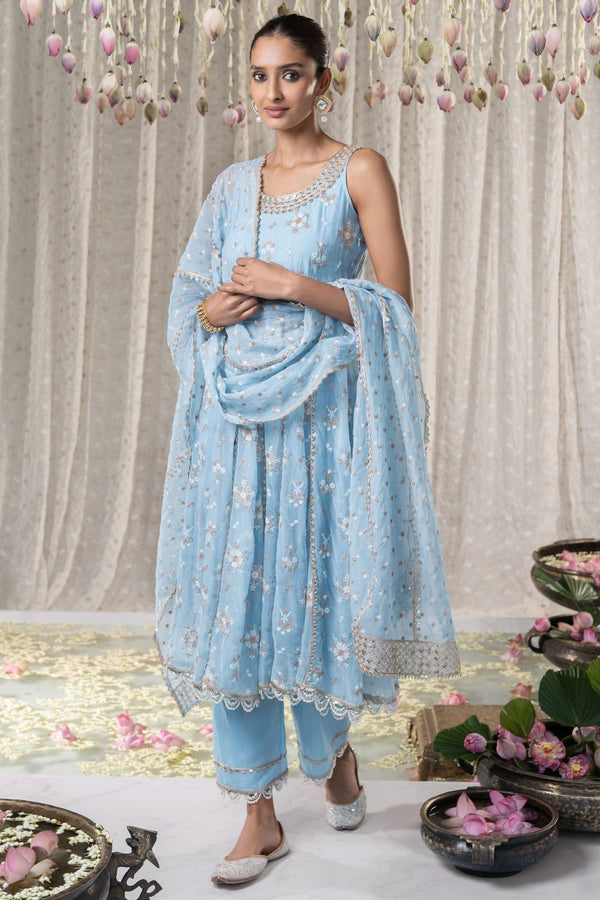 Kesariya Anarkali with Kesariya Pants