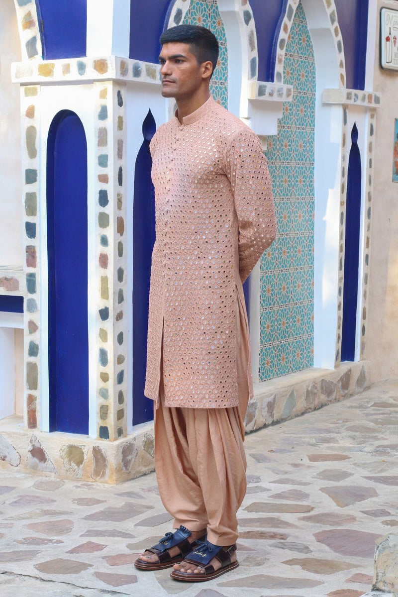 Burnt Peach Mirror Kurta With Salwar