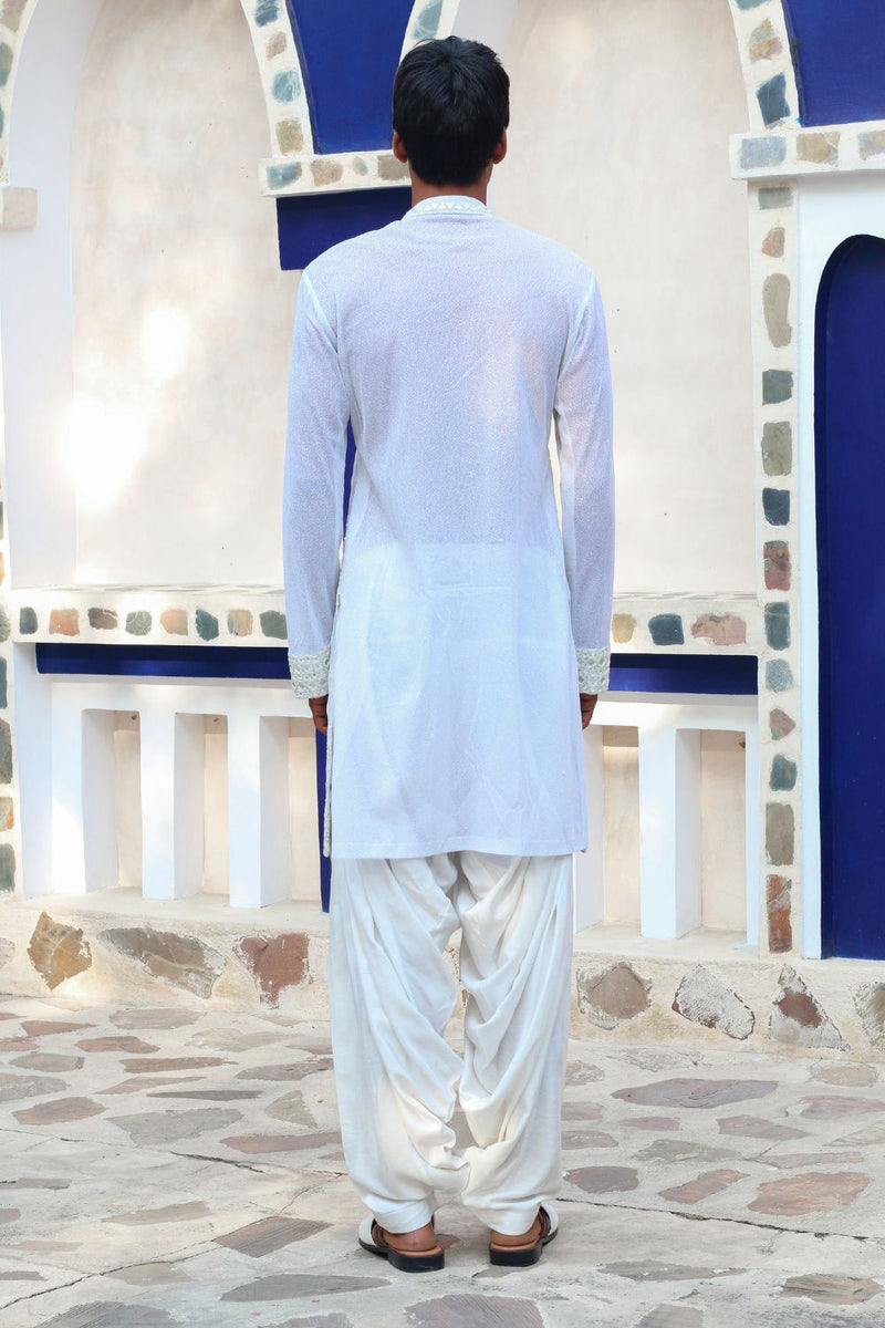 Vista White Mirror Kurta With Salwar And Mirrored Stawl