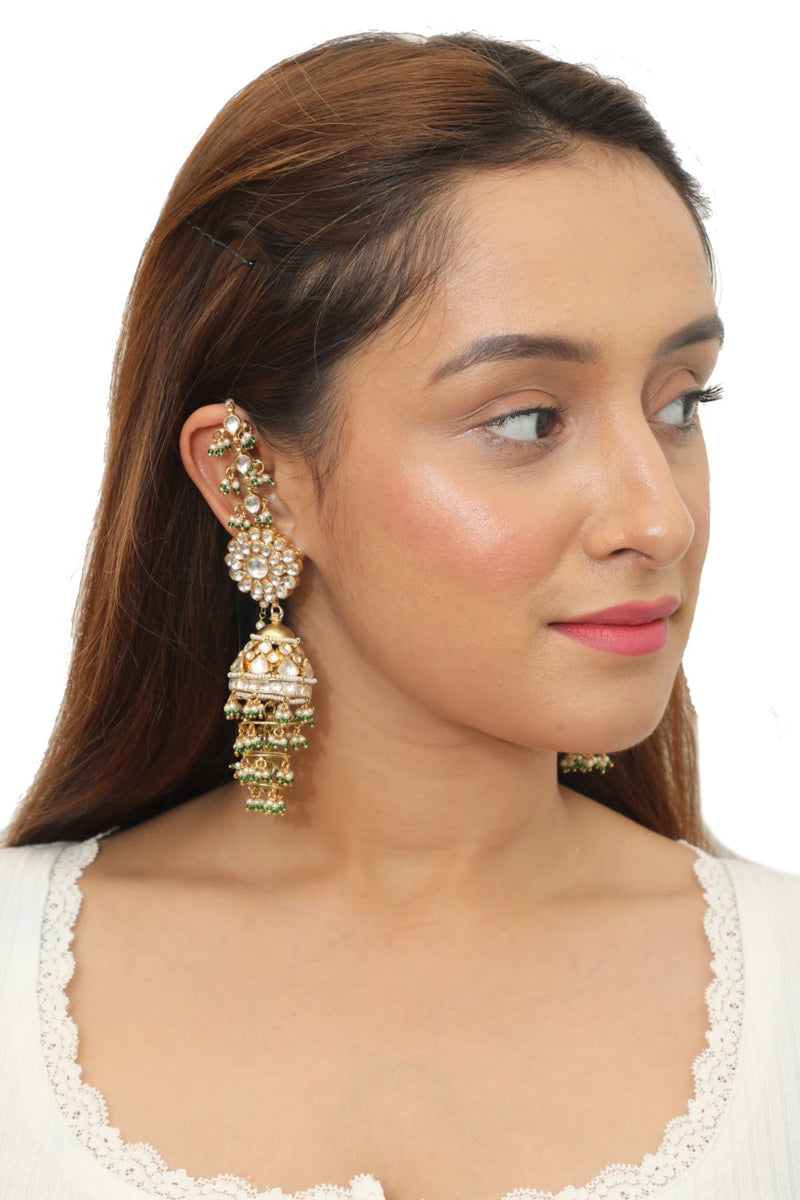 White jadtar small jadtar stone earrings