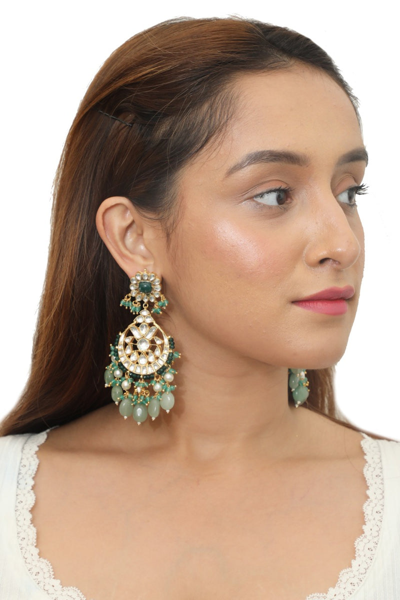 WHITE JADTAR STONE EARRINGS