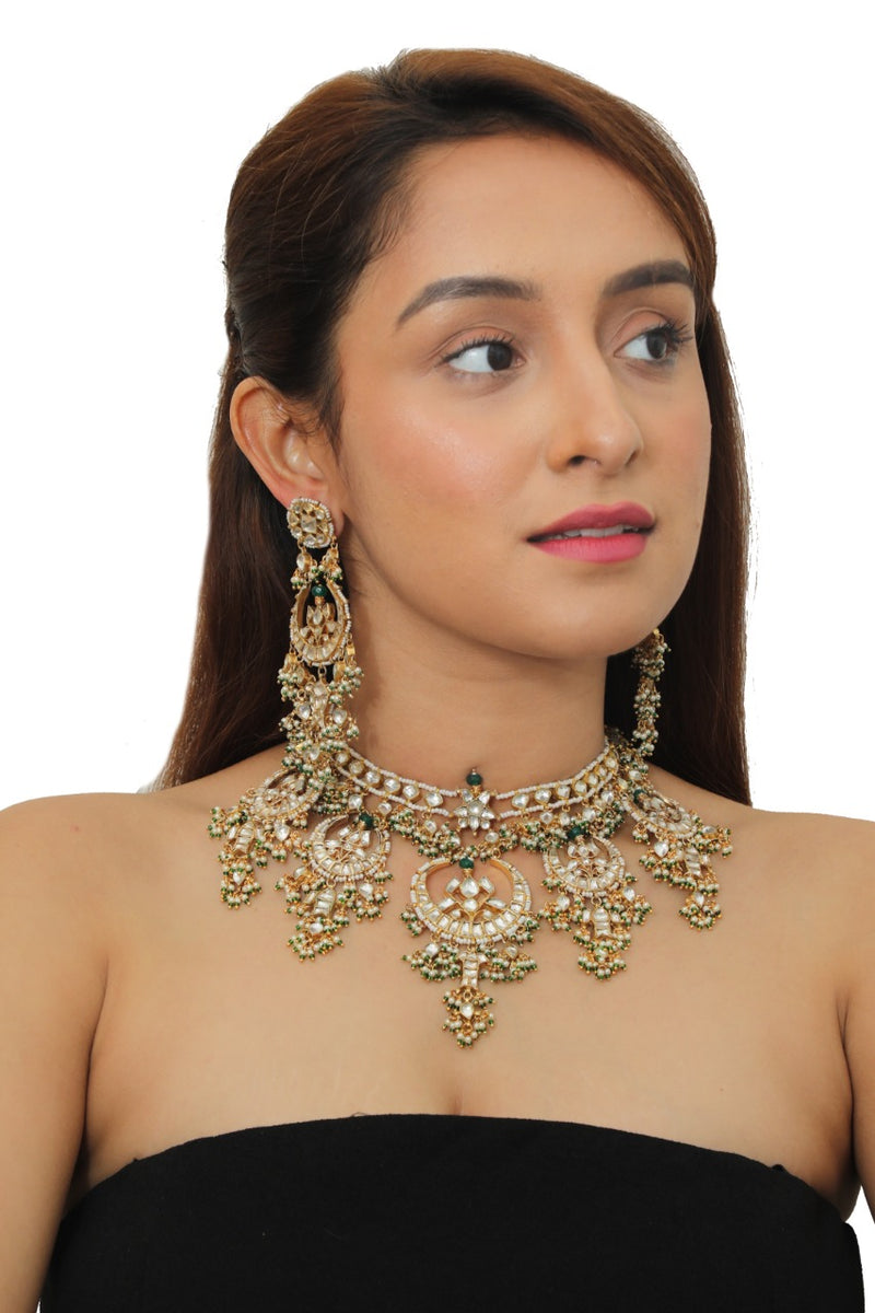 3 size chaand shape necklace set