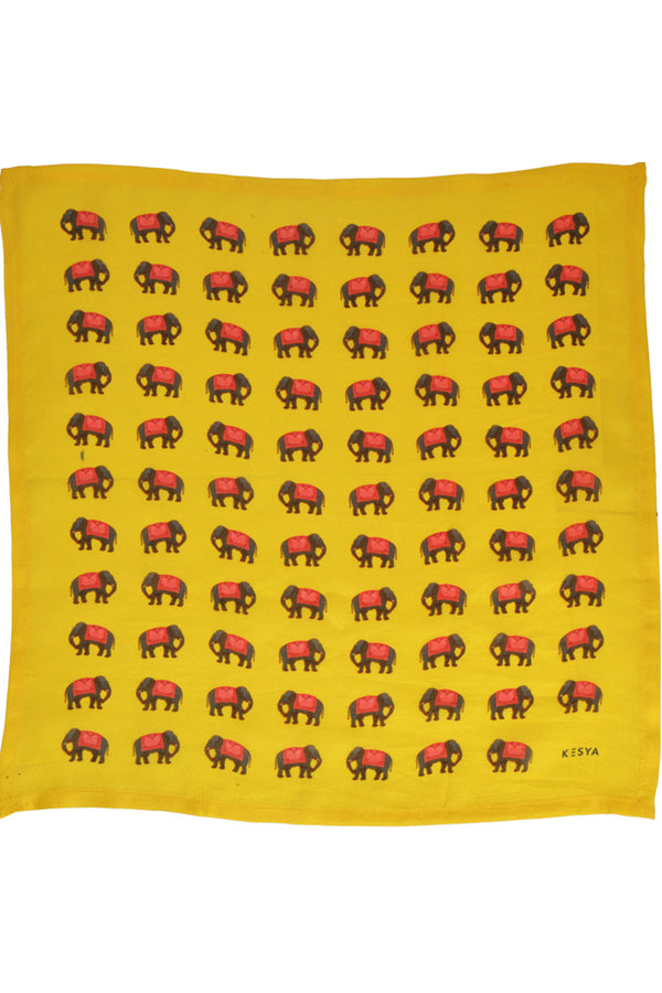 Yellow Elephant Pocket Square