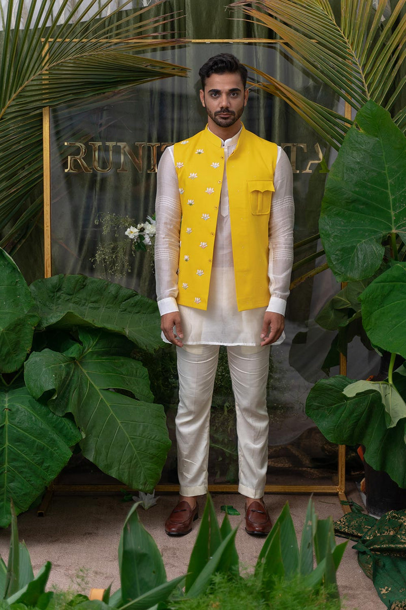 Ivory Pintucked Sleeve Shirt kurta Set