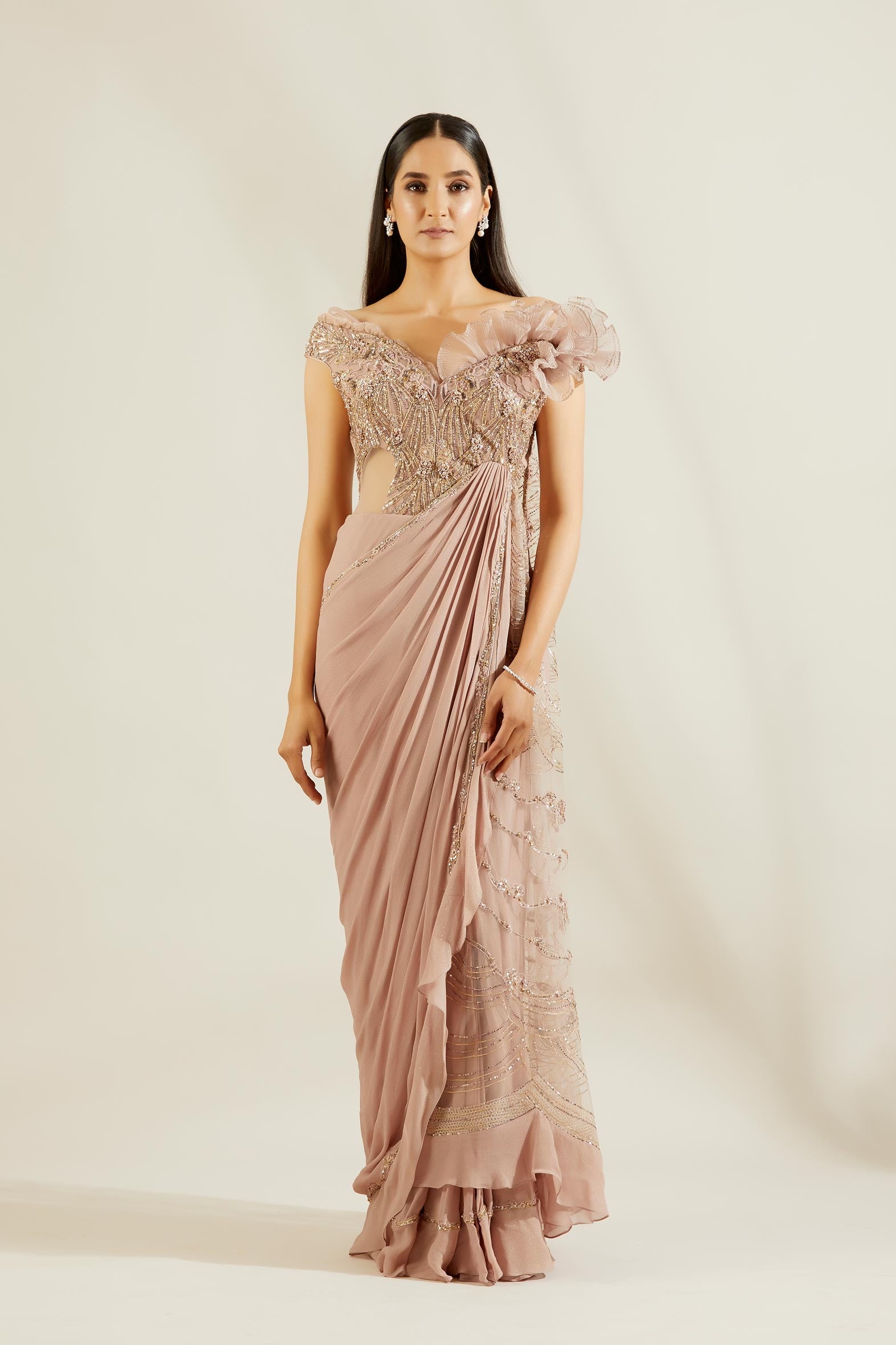 Lavender drape saree – Estie Couture