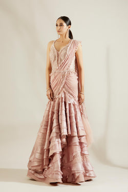 Chateau rose drape saree